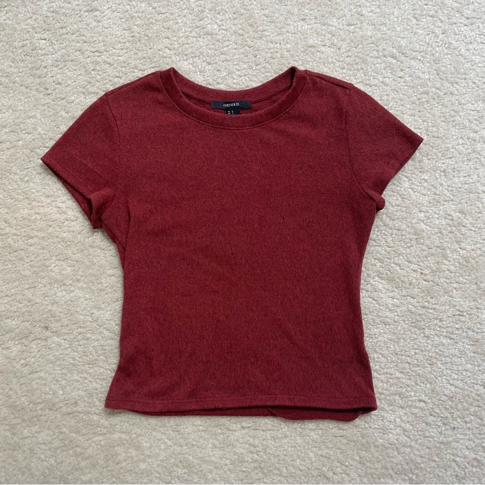 forever 21 burnt orange knit crop top